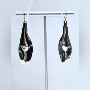Vintage Robert Lee Morris Sterling Silver Organic Polished Wire Drop Earrings